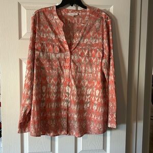 Long sleeve XL top pink and white some silver design great for the office